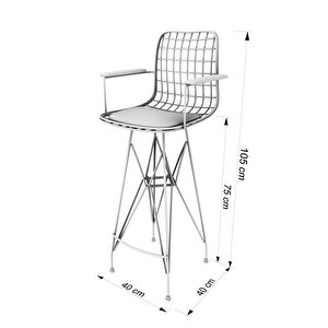 Knsz Kafes Tel Bar Sandalyesi 1 Li Zengin Syhbonar Kolçaklı 75 Cm Oturma Yüksekliği Ofis Cafe Bahçe Mutfak