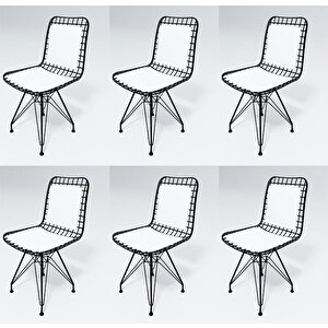 Knsz Kafes Tel Sandalyesi 6 Lı Mazlum Syhbeyaz Sırt Minderli Ofis Cafe Bahçe Mutfak