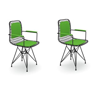 Knsz Kafes Tel Sandalyesi 2 Li Mazlum Syhyşl Kolçaklı Sırt Minderli Ofis Cafe Bahçe Mutfak