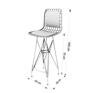 Knsz Kafes Tel Bar Sandalyesi 1 Li Zengin Syhviona Sırt Minderli 75 Cm Oturma Yüksekliği Ofis Cafe Bahçe Mutfak