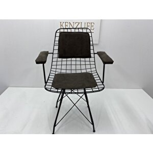 Knsz Kafes Tel Sandalyesi 1 Li Mazlum Syhkahve Penye Kumaş Kolçaklı Sırt Minderli Ofis Cafe Bahçe Mutfak