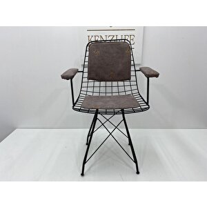 Knsz Kafes Tel Sandalyesi 1 Li Mazlum Syhgri Işlemeli Kumaş Kolçaklı Sırt Minderli Ofis Cafe Bahçe Mutfak