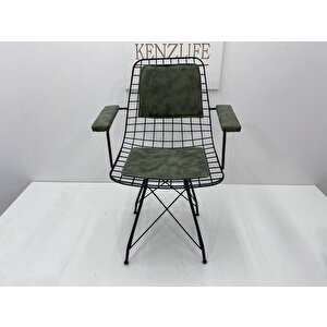 Knsz Kafes Tel Sandalyesi 1 Li Mazlum Syhhaki Siyah Kumaş Kolçaklı Sırt Minderli Ofis Cafe Bahçe Mutfak