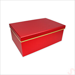 Dikdörtgen Kutu Orta Boy, 28 X 20 X 11,5 Cm - Metalik Kırmızı