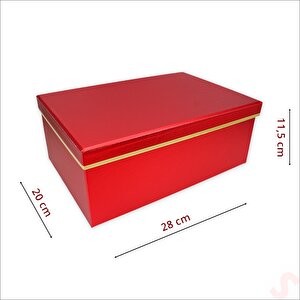Dikdörtgen Kutu Orta Boy, 28 X 20 X 11,5 Cm - Metalik Kırmızı