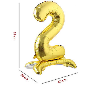 2 Rakam Ayaklı Folyo Balon, 65 Cm - Altın