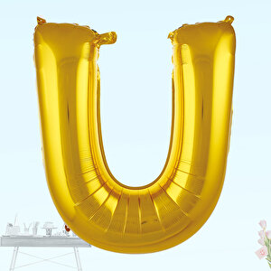 U Harf Folyo Balon, 100 Cm - Altın