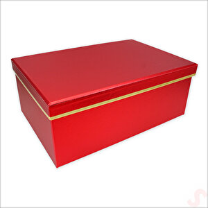 Dikdörtgen Kutu Büyük Boy, 30,5 X 22 X 12,5 Cm - Metalik Kırmızı
