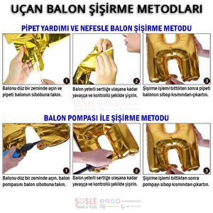 3 Rakam Ayaklı Folyo Balon, 65 Cm - Altın