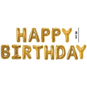 Happy Birthday Folyo Balon Seti, 40 Cm - Altın