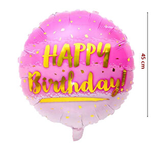 Happy Birthday Folyo Balon, 45cm - Pembe