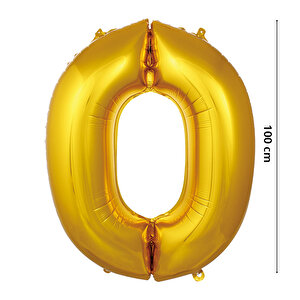 0 Yaş Rakam Folyo Balon, 100 Cm - Altın
