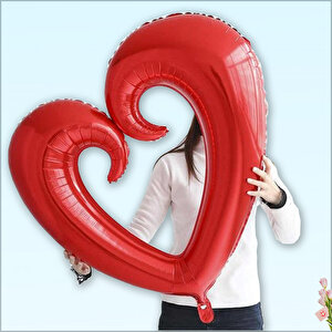 İçi Boş Kalp Folyo Balon, 100cm - Kırmızı