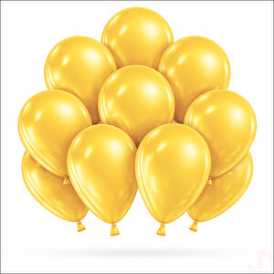 Metalik Parlak Balon, 30 Cm X 10 Adet - Sarı