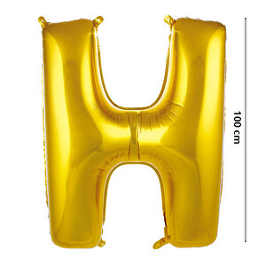 H Harf Folyo Balon, 100 Cm - Altın