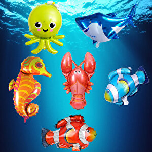 Deniz Canlıları 35 Cm X 6 Adetli Folyo Balon Seti