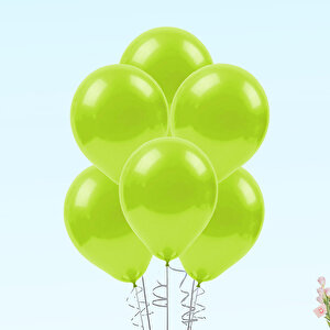 Metalik Parlak Balon, 30cm X 10 Adet - Açık Yeşil