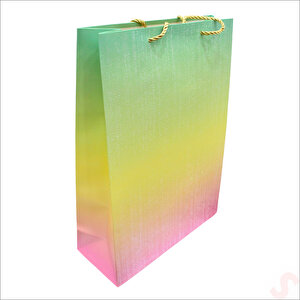 Gökkuşağı Yeşil Karton Çanta, 42 X 30 X 12 Cm - 1 Adet