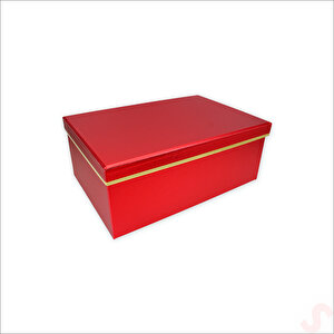 Dikdörtgen Kutu Küçük Boy, 26,5 X 18 X 10,5 Cm - Metalik Kırmızı