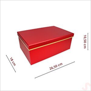 Dikdörtgen Kutu Küçük Boy, 26,5 X 18 X 10,5 Cm - Metalik Kırmızı