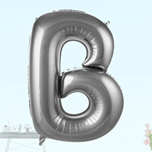 B Harf Folyo Balon, 100 Cm - Gümüş