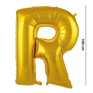 R Harf Folyo Balon, 100 Cm - Altın