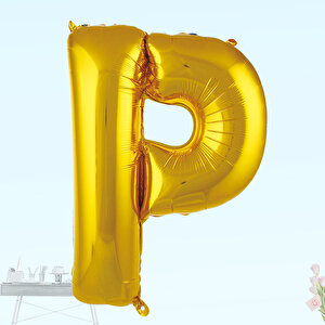 P Harf Folyo Balon, 100 Cm - Altın