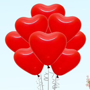 Kalp Balon, 8 Adet -  Kırmızı