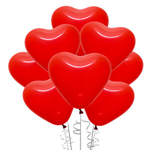 Kalp Balon, 8 Adet -  Kırmızı
