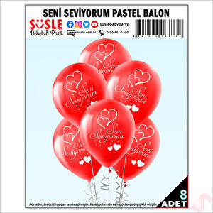 Seni Seviyorum Baskılı Pastel Balon, 30cm X 8 Adet