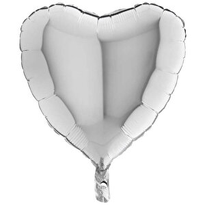 Kalp Folyo Balon, 45 Cm - Gümüş