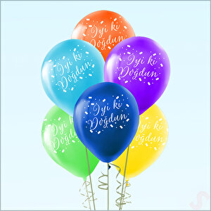 İyi Ki Doğdun Çok Renkli Pastel Balon, 30cm X 8 Adet