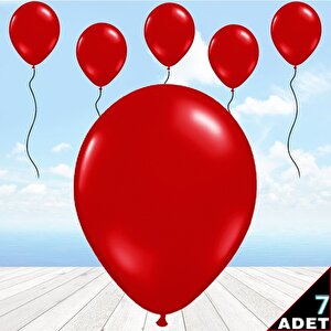 Balon Standlı, 7 Adet - Metalik Kırmızı Balon