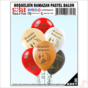 Hoşgeldin Ramazan Pastel Balon, 30cm X 8 Adet