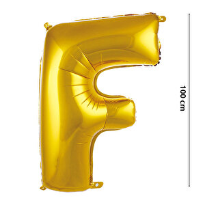 F Harf Folyo Balon, 100 Cm - Altın
