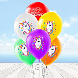 Rainbow Unicorn Balon - 6 Adet