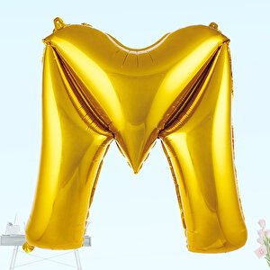 M Harf Folyo Balon, 100 Cm - Altın