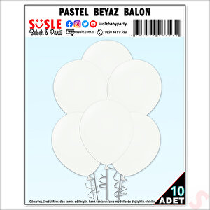 Beyaz Pastel Balon, 30cm X 10 Adet