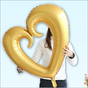 İçi Boş Kalp Folyo Balon, 100cm - Altın