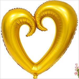 İçi Boş Kalp Folyo Balon, 100cm - Altın