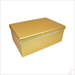 Dikdörtgen Kutu Orta Boy, 28 X 20 X 11,5 Cm - Metalik Altın