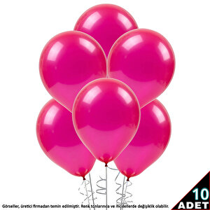 Metalik Parlak Balon, 30cm X 10 Adet - Fuşya