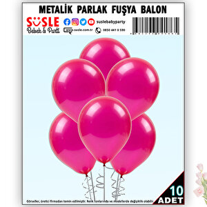 Metalik Parlak Balon, 30cm X 10 Adet - Fuşya