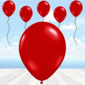 Metalik Parlak Balon, 10 Adet - Kırmızı
