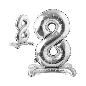 8 Rakam Ayaklı Folyo Balon, 65 Cm - Gümüş