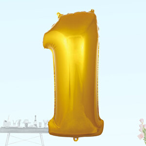 1 Yaş Rakam Folyo Balon, 100 Cm - Altın