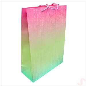 Gökkuşağı Pembe Karton Çanta, 42 X 30 X 12 Cm - 1 Adet