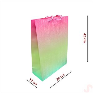 Gökkuşağı Pembe Karton Çanta, 42 X 30 X 12 Cm - 1 Adet