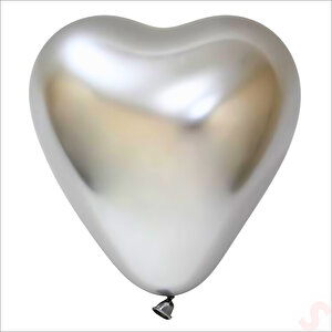 Krom Kalp Balon, Gümüş - 30cm X 5 Adet