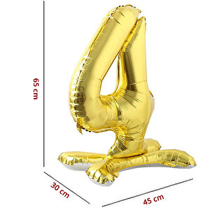 4 Rakam Ayaklı Folyo Balon, 65 Cm - Altın